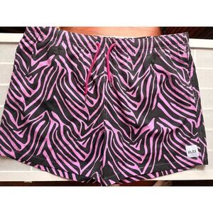 EUBI NWT Magical Swims Pink Zebra Drawstring Lined Hybrid Swim Shorts SZ XXL